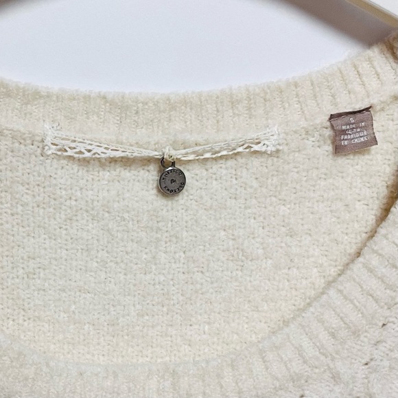 Knitted & Knotted Anthropologie Ballerina Wool Alpaca Ivory Pink Sweater Small - Picture 10 of 13